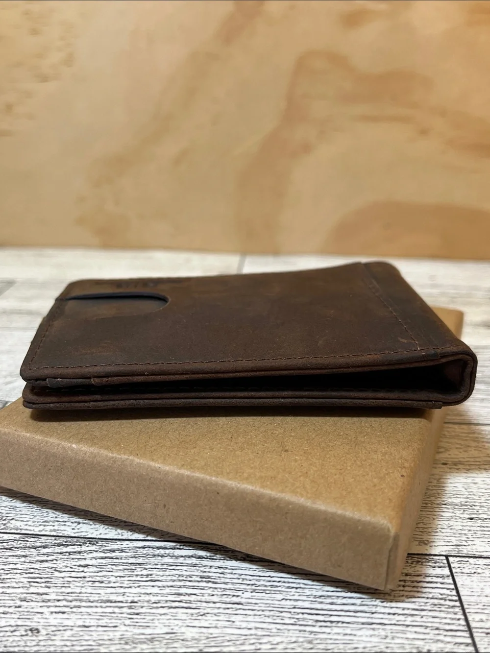 NWT Serman Brands 1.S RFID Blocking Full Grain Slim Texas Brown Wallet